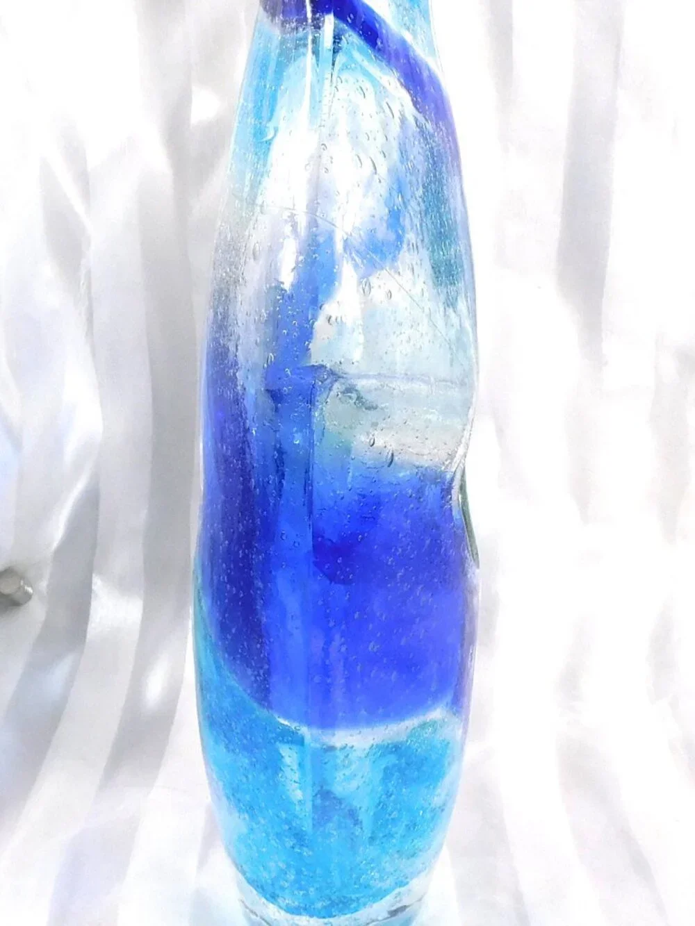 Blue Bullicante Art Glass Vase with Center Hole # 27117